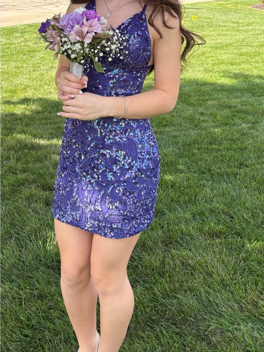 Sequin Paisley Mini Dress Size XXS - Picture 4 of 4